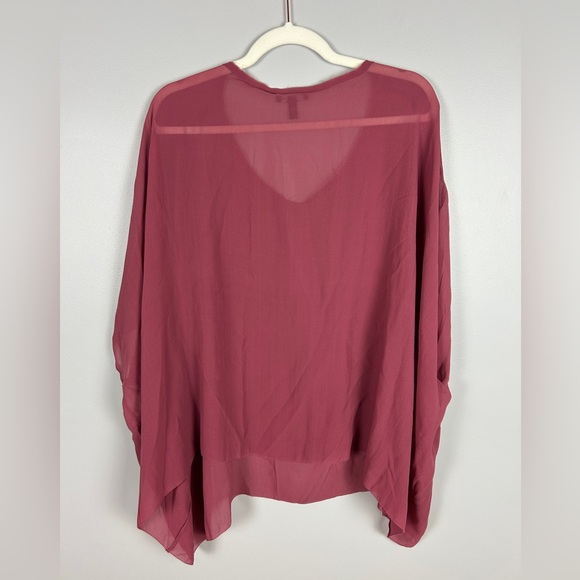 EILEEN FISHER 100% Silk Sheer Poncho Top XL Plum Floaty Minimal Lagenlook - Picture 4 of 4